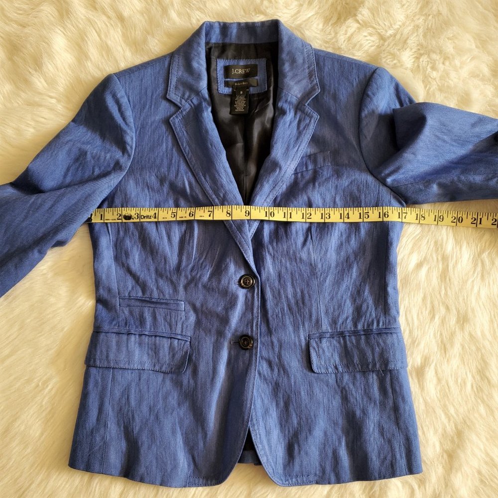 J. Crew Blue Herringbone Schoolboy Blazer Size 2 - Picture 13 of 16